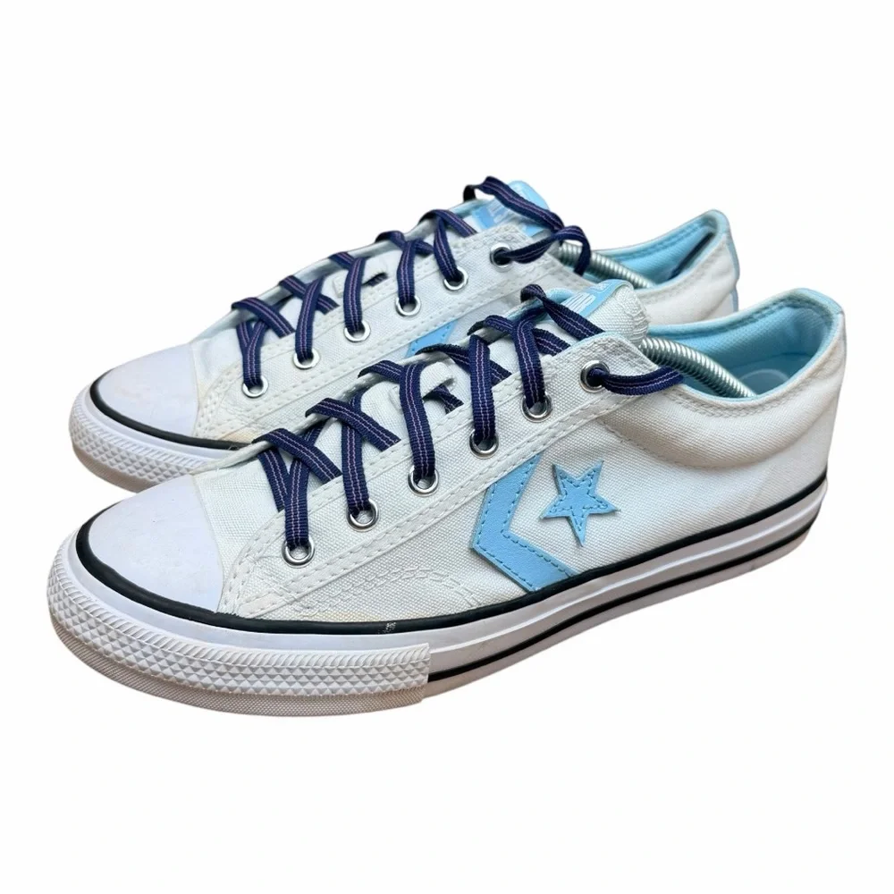 Converse Kids 5 White and Blue Sneakers